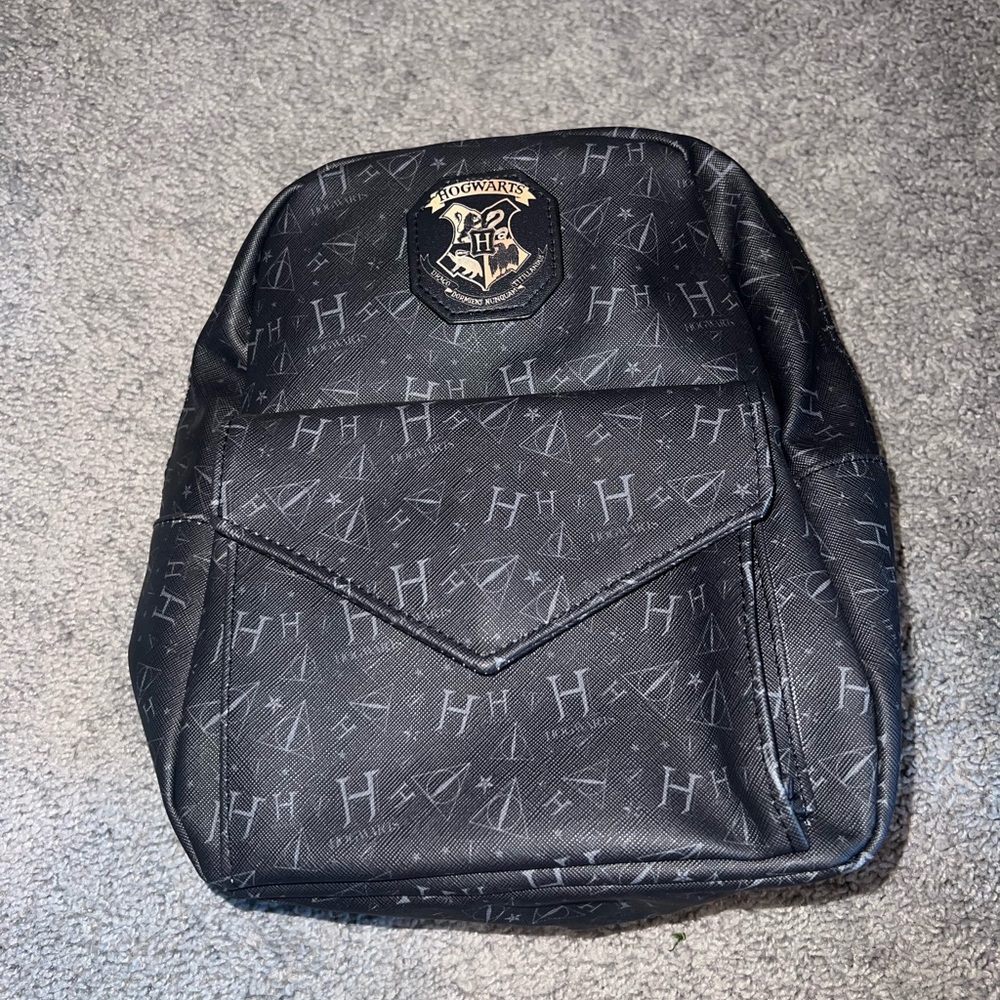 Black Harry Potter Themed Mini Backpack with Hogwarts Crest